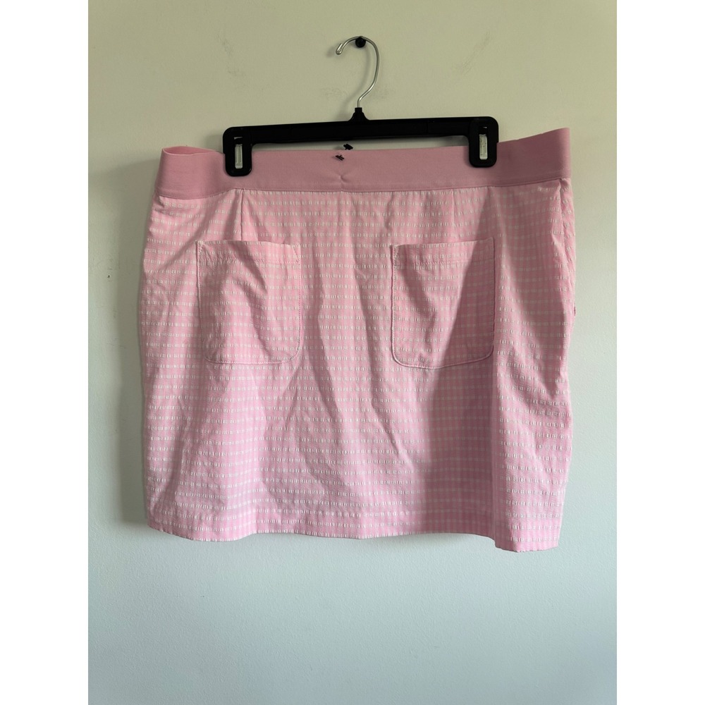 Lilly Pulitzer Luxletic Pink Gingham Seersucker Golf Skort Tennis Womens XL - Picture 2 of 6